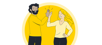 Illustration showing two people doing a high five