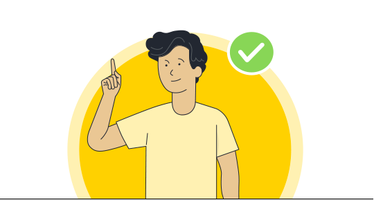 Illustration of a man pointing up with his finger