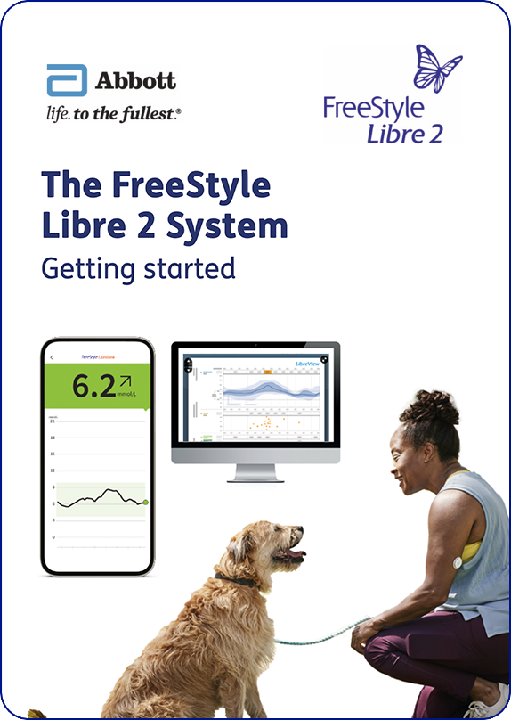 Front page of the getting started guide for the FreeStyle Libre 2 system
